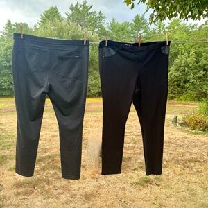 2 Pair DKNY Stretch Black Pants XXL Faux Leather Accent Pockets Straight Fit